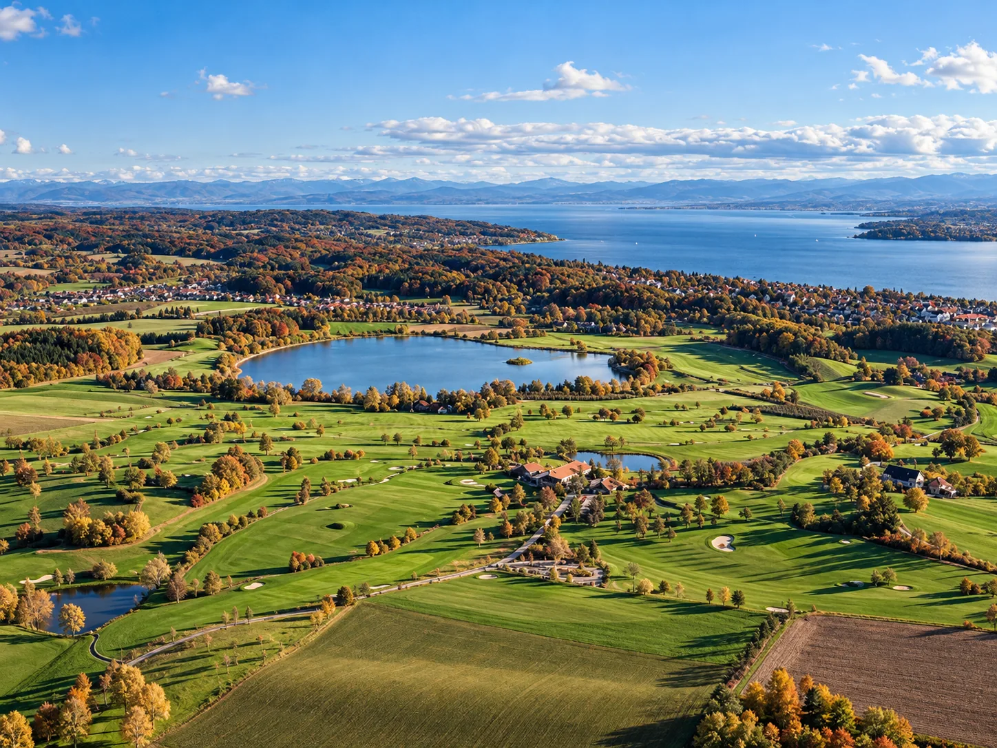 Landschaft zwischen Wiesen und Bodensee