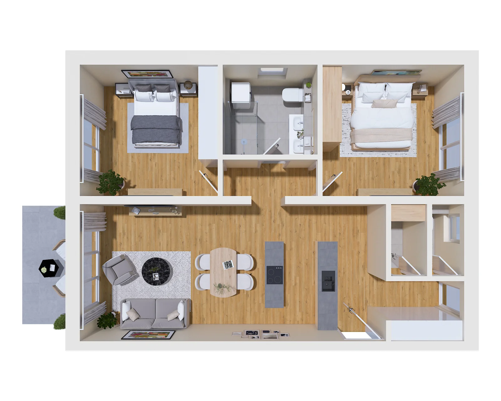 3D-Grundriss Haus T Wohnung 1